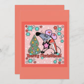 クリスマス、ネズミ 招待状 (正面/裏面)