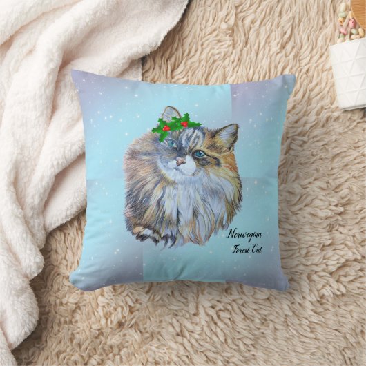 クリスマス・ノルウェーの森のキャットホリー クッション (ブランケット)