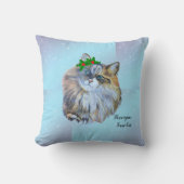 クリスマス・ノルウェーの森のキャットホリー クッション (正面)