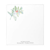 クリスマス ノートパッド 水彩 赤と緑の植物 (正面)