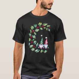 クリスマス・ノームのヒイラギの小枝Tシャツ Tシャツ