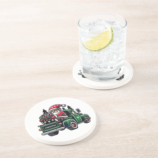 クリスマス・ノームのピックアップトラック コースター (側面)