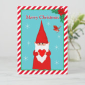 クリスマス ノーム & かわいい赤い鳥のクリスマス カード (スタンド正面)