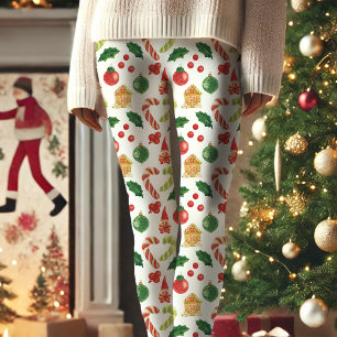 クリスマス ノーム キャンディー ケーン ホーリー パターン カプリレギンス