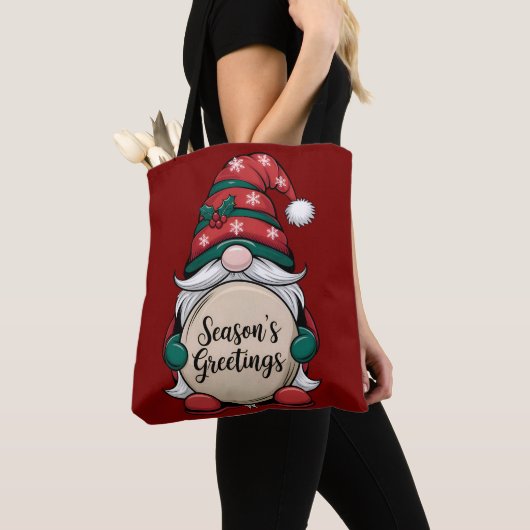 クリスマス・ノーム クリスマスの挨拶 トートバッグ (クローズアップ)