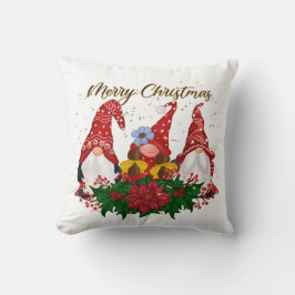クリスマス・ノーム・ポインセチアの幻想的な森 クッション