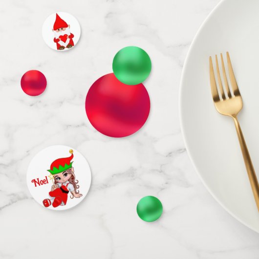 クリスマス・ノーム、妖精、緑と赤 コンフェッティ (グループ)