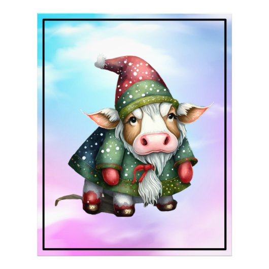 クリスマス ノーム 牛 デザイン-83456 フォトプリント (正面)