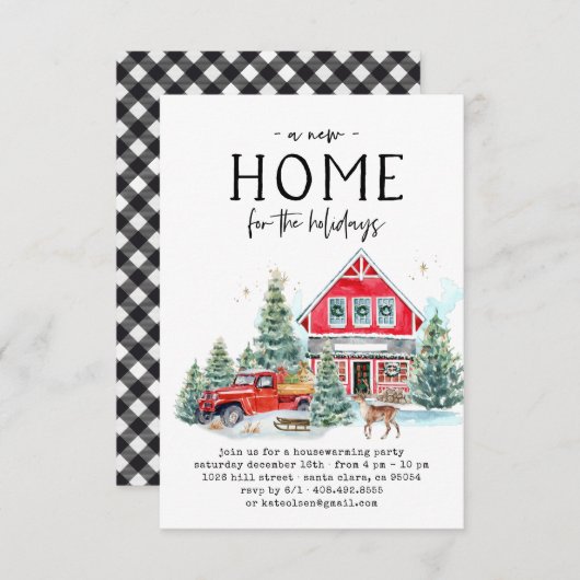 クリスマス・ハウスウォーミング・パーティーへの招待状 招待状 (正面/裏面)