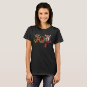 クリスマス ハスキー 喜び トナカイ Xmas 楽しい Tシャツ (正面フル)