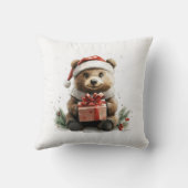 クリスマス・ハットに飾り付ける動物ベビークマ クッション (裏面)