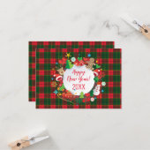 クリスマス＆ハッピーニューイヤー20XX！スコットランド柄 カード (正面/裏面インサイチュ)