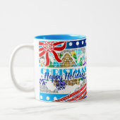 クリスマス |ハッピーホリデー |お持メリーち… ツートーンマグカップ (左)