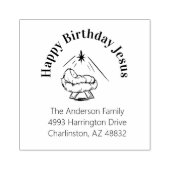 クリスマス・ハッピー・バートデイ・イエス・イン・マンガー ラバースタンプ (インプリント)