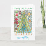 クリスマス/ハヌカーカード(クリスマス) シーズンカード<br><div class="desc">友人および家族を両方の休日を祝うこの手描きのカードとの幸せなHanukristmasそしてChristmukkah望んで下さい。</div>