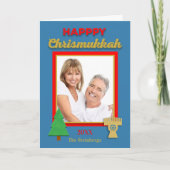 クリスマス・ハヌカ― フォト ツリーとメノーラ― 挨拶カード シーズンカード (正面)
