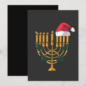 クリスマス ハヌカ ユダヤのサンタ メノラ 招待状 (正面/裏面)