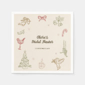 クリスマス ハンドドローンブライダルシャワー スタンダードカクテルナプキン (正面)