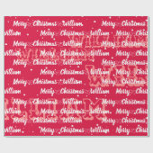 クリスマス・ハート・メリーの名前が赤い台本 ラッピングペーパー (フラット)