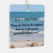 クリスマス・バイブル聖なる書物、 経典付きブルー海の写真 セラミックオーナメント (右)