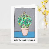 クリスマス・バウブル縁どサボテン、白、あなたの言葉 カード (黄色い花)