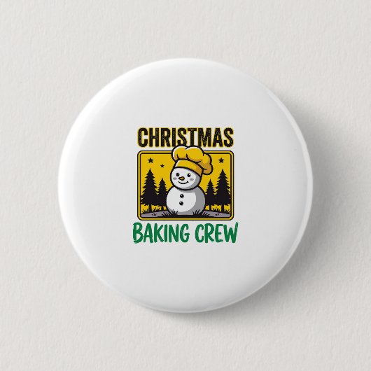 クリスマス バキング クリュー 雪だるま ホリデー デザイン 缶バッジ (正面)