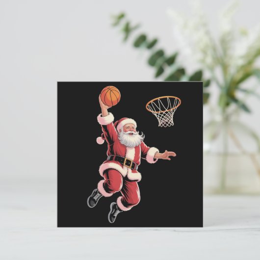 クリスマス バスケットボール スポーツ愛好家のサンタがプレー中 (スタンド正面)