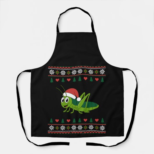 クリスマス バッタ サンタ帽子 ださいセーター クリスマス エプロン (正面)