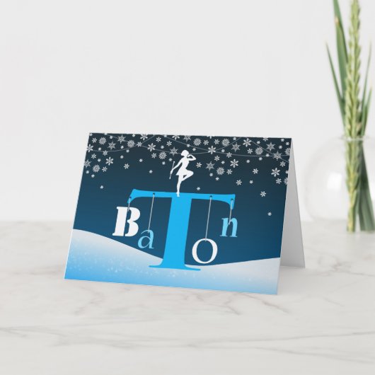 クリスマス、バトントワリング、バトンレターツリーアート シーズンカード (正面)