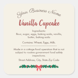 クリスマス バニラカップケーキ原材料表示ラベル スクエアシール