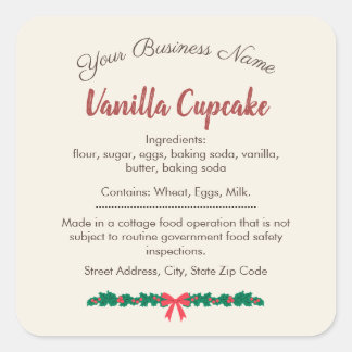 クリスマス バニラカップケーキ原材料表示ラベル スクエアシール