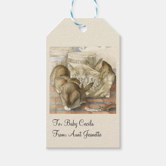 クリスマス・バニー・ラビット ギフトタグ (正面)