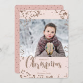 クリスマス |バラ金ゴールドグリッター |フォトカード (正面/裏面)