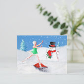 クリスマス、バレエダンサー、雪景色 シーズンポストカード (スタンド正面)