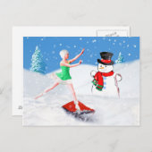 クリスマス、バレエダンサー、雪景色 シーズンポストカード (正面/裏面)