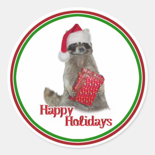 クリスマス・バンディット・ラクーン（プレゼント） ラウンドシール (正面)