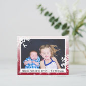 クリスマス バーガンディ スノーフレーク 家族写真 カード (スタンド正面)