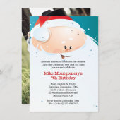 クリスマス・バースデー・パーティーの招待サンタ 招待状 (正面/裏面)