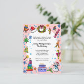 クリスマス·バースデー·パーティーの招待状（薄いピンク） 招待状 (スタンド正面)