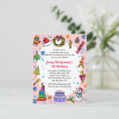 クリスマス·バースデー·パーティー·インビテーション·ベビー·ピンク 招待状 (スタンド正面)