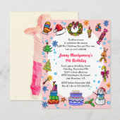 クリスマス·バースデー·パーティー·インビテーション·ベビー·ピンク 招待状 (正面/裏面)