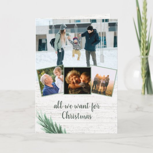 クリスマス·パインと写真付き木のために欲しいだけ シーズンカード (正面)