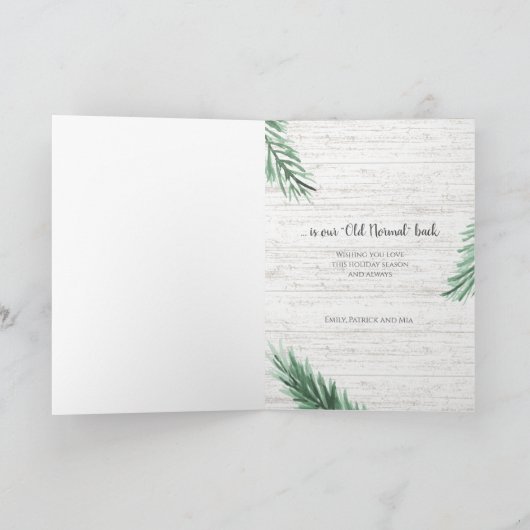 クリスマス·パインと写真付き木のために欲しいだけ シーズンカード (内部)