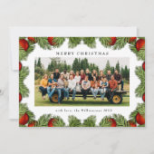 クリスマス・パインズの緑の写真伝統的 シーズンカード (正面)