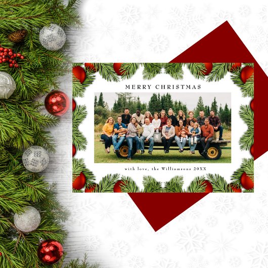 クリスマス・パインズの緑の写真伝統的 シーズンカード