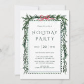 クリスマス パイン ガーランド ホリデー パーティー 招待状 (正面)