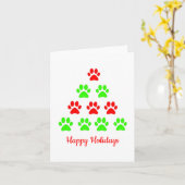 クリスマス パウ ペット ツリー デザイン パターン 緑 赤 カード (黄色い花)