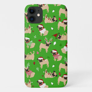 クリスマス·パグ·グリーン iPhone 11 ケース