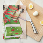 クリスマス-パグ-スペンサー キッチンタオル (四つ折り)