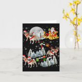 クリスマス・パグ・スレッジ クリスマススレッジ サンタ ドッグ Tシャツ カード (黄色い花)